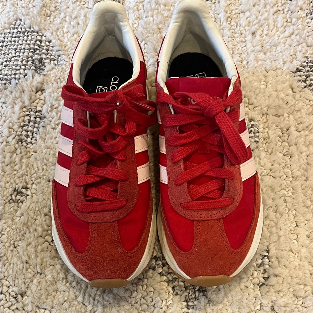 Adidas Red and White Athletic Shoes